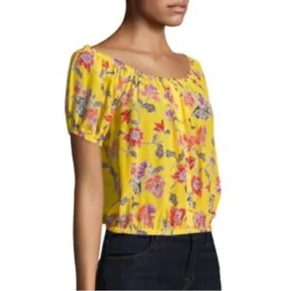JOIE Derfuta 100% Silk Puff Sleeve Off Shoulder Romantic Floral Top Size M NWT - Picture 2 of 14
